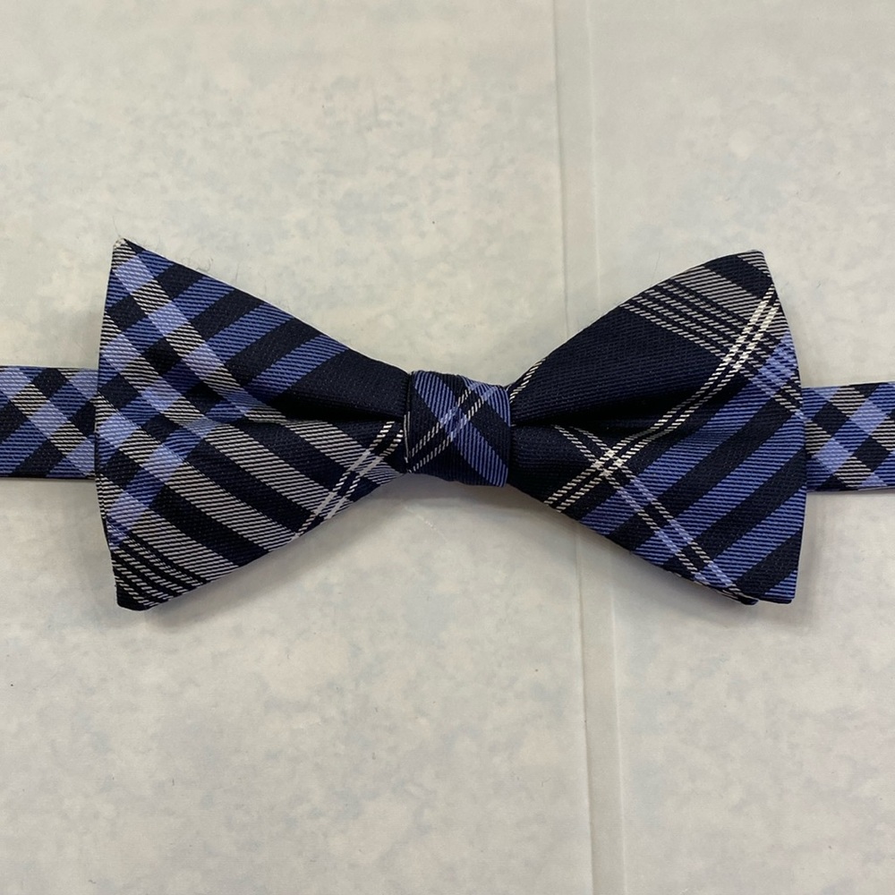 Banana Republic Blue Plaid Silk Bowtie